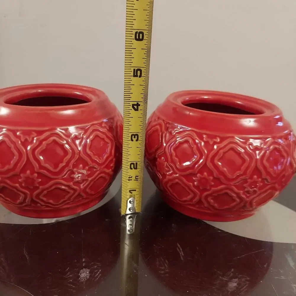 Mid Century Red Ceramic Geometric 4